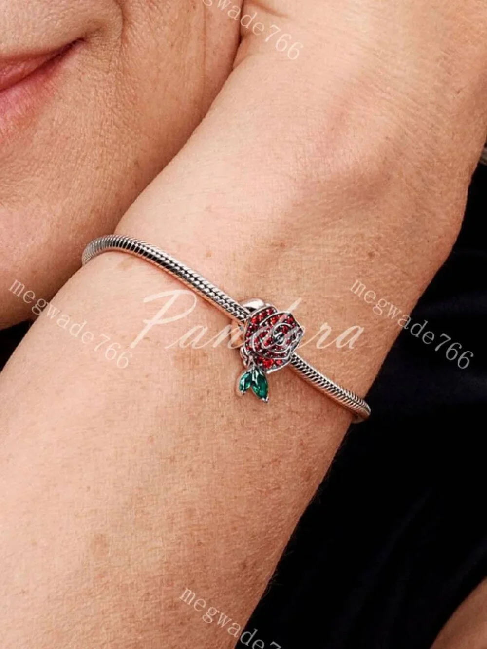Sparkling Rose in Bloom Charm